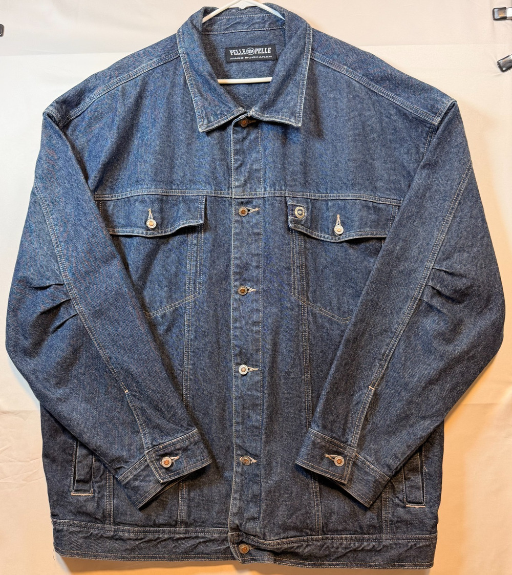 Vintage Pelle Pelle Marc Buchanan Dark Wash Denim Jacket Men Size 3XL XXL